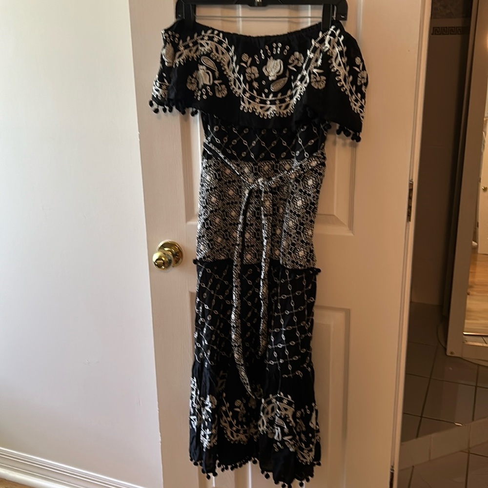 Anthropologie Black and White Embroidered Dress